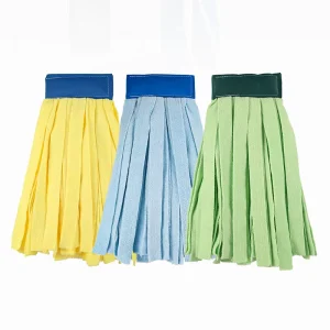 Commercial Color-Coded Microfiber Terry Wet Mop with Reusable Replacement Head