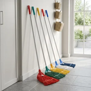 Commercial Color-Coded String Wet Mop Set with Handle, 5 Colors
