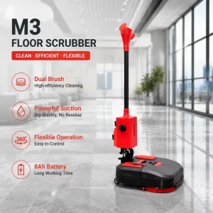 Commercial Cordless Dual-Brush Rechargeable Wet-Dry Floor Scrubber Dryer