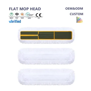 Commercial Cotton Dust Floor Mop with Wet/Dry Flat Rectangular Aluminum Mop Head