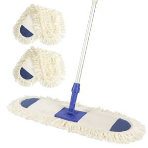 Commercial Custom Heavy Duty Flat Recycled Cotton Dust Mop with Telescopic Aluminum Handle for Hotel Cleaning