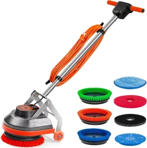 Commercial Floor Cleaning Machine with Brushes and Pads