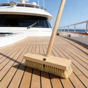 Commercial Grade Yacht Deck Broom with Durable Wooden Brush for Marine and Boat Deck Cleaning