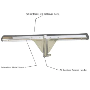 Commercial Heavy-Duty Floor Squeegee Silver Metal Rubber Floor Scrubber for Bathroom Garage and Tile