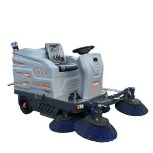 Commercial Industrial Electric Ride-On Self-Propelled Road Sweeper with Three Brushes, Vacuum, and 48V Battery for Municipal Use