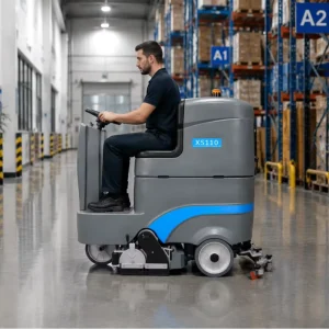 Commercial Industrial Ride on Battery Floor Washing Sweeping Integrated Machine Low Noise With Long Lasting Battery