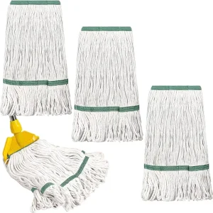 Commercial Mop Heads Replacement Heavy Duty 18 oz Loop End Cotton String Wet Mop Refills Washable Absorbent Reusable