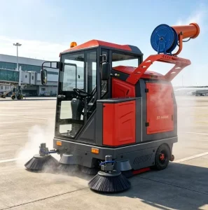 Commercial Outdoor Sweeper 48V Battery Powered Road Cleaning Machine with Large Hopper Capacity
