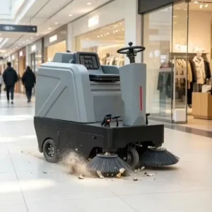 Commercial Ride on Sweeper Machine for Shopping Mall Floor Cleaning High Efficiency Battery Powered Cleaning Equipment