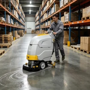 Commercial Walk Behind Floor Scrubber Machine 660mm Dual Brush Automatic Floor Cleaning Machine