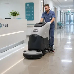Compact Industrial Floor Cleaning Machine for Hospital and School Low-Noise Floor Care
