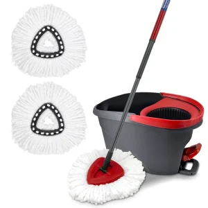 Compatible With O Cedar EasyWring Rotating Mop Bucket Microfiber Head Plastic Basket Flat Dry Wet Mops for Floors Cleaning