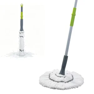 Convenient Handfree Twist Mop with Microfiber Head Extendable Iron Handle Manual Wringing for Easy Floor Cleaning