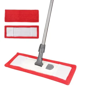 Coral Velvet Flat Mop with Steel Telescopic Handle