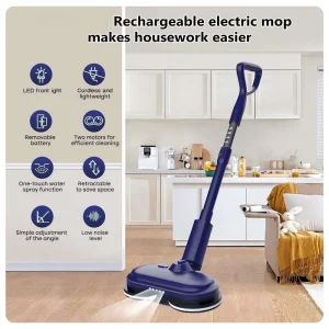 Cordless Electric Mop 2600 mAh Battery Dual-Spin Floor Polisher with 300 mL Water Tank