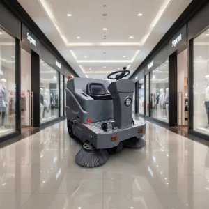 Cordless Electric Ride-on Street Sweeper with 48V 80A Battery, 1500mm Sweeping Width, and 3-5h Working Time