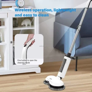 Cordless Electric Spin Mop 300ml Water Tank Dual-Motor Floor Cleaner 2600mAh Battery Detachable Head