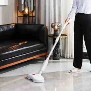 Cordless Electric Spin Mop and Bucket Set with Spray, Washable Head for Wood and Laminate Floors