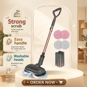 Cordless Electric Spin Mop with Automatic Washing Bucket and Rotating Floor Cleaning System