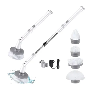 Cordless Electric Spin Scrubber 360-Degree Power Scrubber Mop with Adjustable Handle for Kitchen and Car