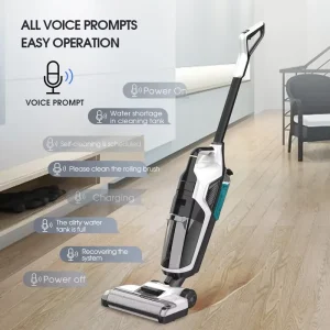 Cordless Floor Scrubber with HEPA Filter, Brushless Motor, Automatic Push-Type Vacuuming and Mopping