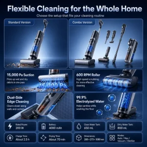 Cordless Floor Washer Wet and Dry Vacuum Cleaner Electric Mop for Home and Hotel Hardwood Floor Cleaning
