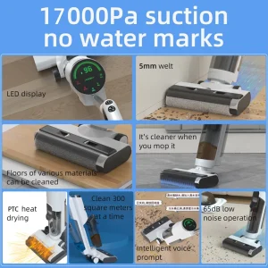Cordless Handheld Vacuum Cleaner with HEPA Filter and Electric Spin Scrubber Brush