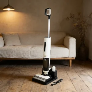 Cordless Lithium Battery Floor Washer and Hand-Push Vacuum Cleaner for Home