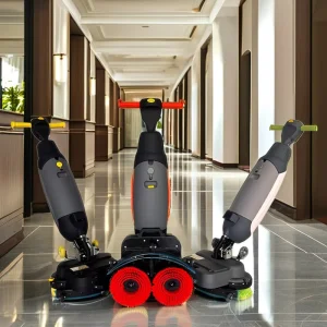 Cordless Small Double-Disc Electric Mini Walk-Behind Floor Scrubber for Home