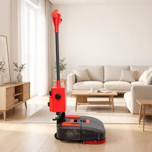 Cordless Upright Floor Scrubber with Dual Brush, 65-70dB Noise Level, and 430mm Turning Radius