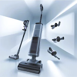 Cordless Wet Dry Vacuum Cleaner Floor Scrubber 16KPa 800ml Water Tank Brushless Motor HEPA Filter Self Cleaning Hot Air Drying
