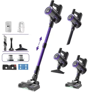 Cordless Wet Dry Vacuum Cleaner Strong Suction LED Light Telescopic Tube for Carpet Pet Hair Home and Hotel Cleaning