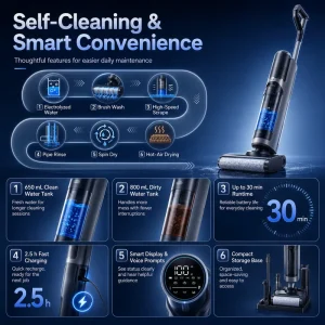 Cordless Wet and Dry Vacuum Floor Washer All-in-One Mop Vacuum Cleaner Portable Hard Floor Cleaning Machine