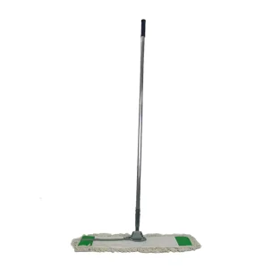 Cotton Dust Mop Cut or Looped End Launderable Flat Mop with Aluminum Mop Stick and Metal Clip and Frame