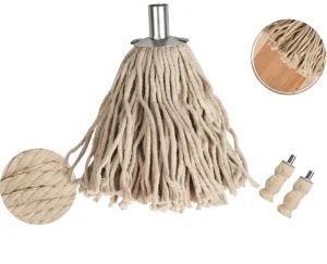 Cotton Wet Mop with Steel Pole Handle and Mop Head for Kitchen and Floor Cleaning
