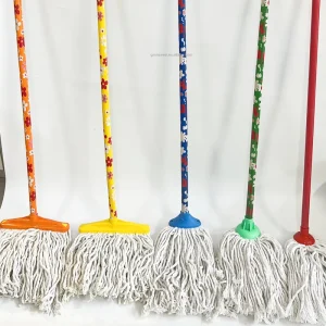 Cotton Wet Mop with Wooden Handle for Home Cleaning
