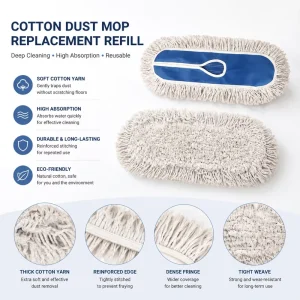 Cotton Yarn Dust Mop Head Refill, Detachable Large Replacement