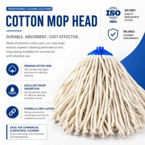 Cotton Yarn Mop Head Refill with Triangle Plastic Socket Wet Mop for Floor Cleaning