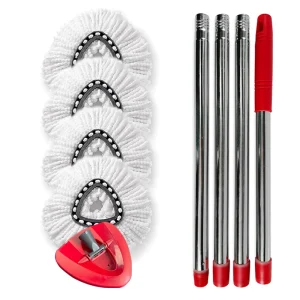 Cross Border O CEDA Triangle Rotary Mop Accessory Set Aluminum Four Section Bar Splicing Four Side Wringing Reusable Telescoping