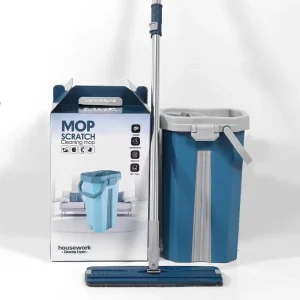 Cross border Bestseller Scratch off Flat Mop Telescopic Handle Stainless Steel Pole Dry wet Separation Hands free Home Use