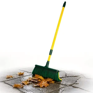 Curved Soft-Bristle Broom for Uneven Outdoor Surfaces with Telescopic Handle