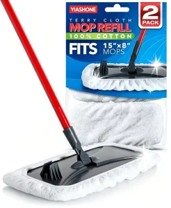Custom 100% Cotton Reusable Square Terry Cloth Mop Pads for Wet Mopping, OEM Manufacturer
