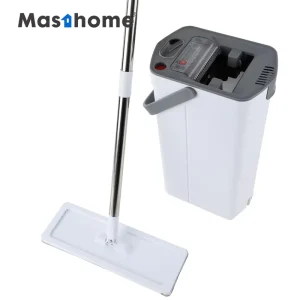New Arrival 126Cm Stainless Steel Handle Home Floor Cleaning Hands Free Wash Dry Microfiber Mop Head Mop Bucket Set