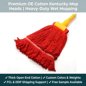 Custom Color 40cm Looped End Cotton Mop Head Tangle Free 450g 500g OE Yarn Kentucky Wet Floor Mop Refill With Tail band
