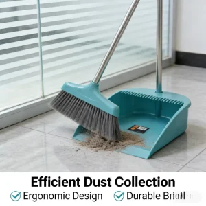 Custom High Quality Indoor Broom and Dustpan Set with PET Broom Head for Home Floor Cleaning