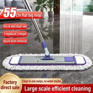 Custom Logo Floor Flat Mop 5High Absorbency Microfiber Pad Dust Mop Wet Dry Dual Use for Lobby Office Home Kitchen Bathroom