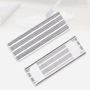 Custom Reusable Absorbent Striped Microfiber Flat Mop Pad Refills with Pocket