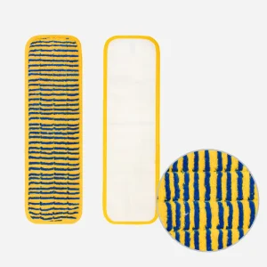 Custom Reusable Microfiber Cleaning Pads with Aluminum Pole Washable Microfiber Striped Flat Mop Head Refills for Floor