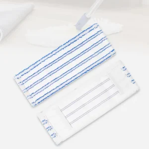 Custom Reusable Striped Coral Fleece Microfiber Flat Mop Head Refills with Pocket