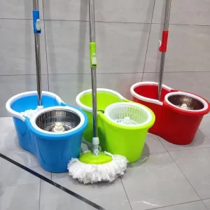 Customizable 360-Degree Spin Steel Mop Rod with Swivel Handle Microfiber Mop Head 70-80% Dehydration Rate and Bucket